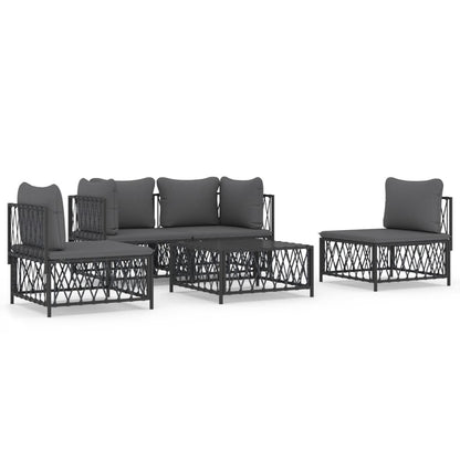 VIDAXL Salon De Jardin Avec Coussins 5 Pcs Anthracite Acier
