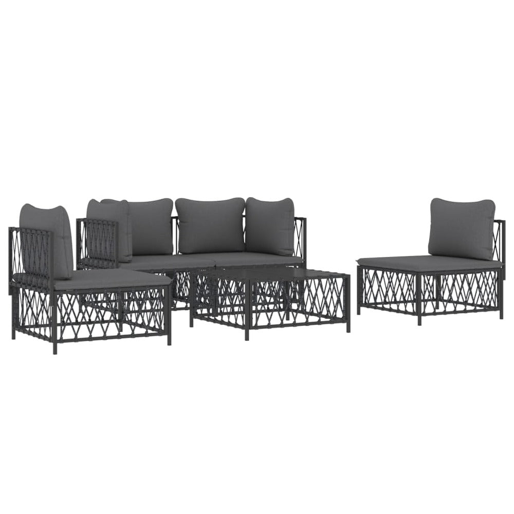 VIDAXL Salon De Jardin Avec Coussins 5 Pcs Anthracite Acier