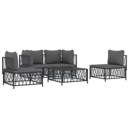 VIDAXL Salon De Jardin Avec Coussins 5 Pcs Anthracite Acier