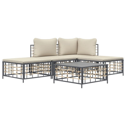 VIDAXL Salon De Jardin 5 Pcs Avec Coussins Anthracite Résine Tressée