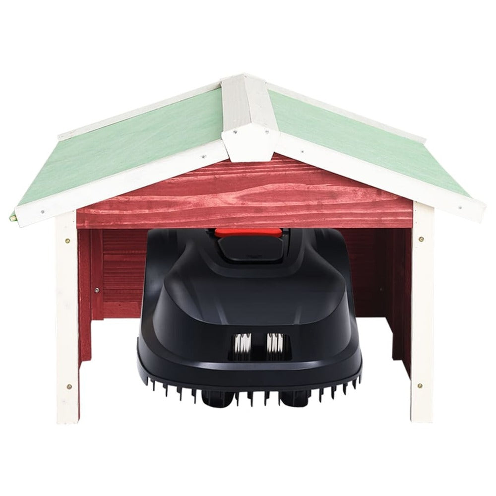 VIDAXL Garage De Tondeuse à Gazon 72x87x50 Cm Rouge Et Blanc Sapin