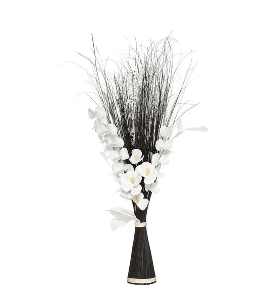 ATMOSPHERA Fagot De Fleurs Et Tiges Séchées Blanc Et Noir D. 36 X H. 100 Cm