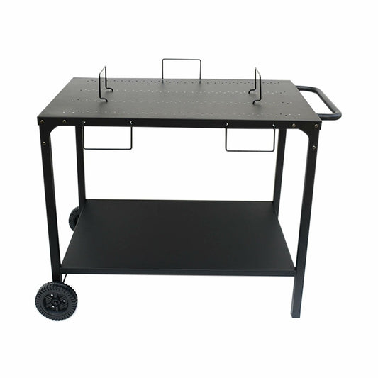  Desserte Extérieure Noire En Acier Modulable Pour Plancha Avec Deux Roues