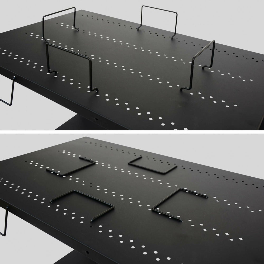  Desserte Extérieure Noire En Acier Modulable Pour Plancha Avec Deux Roues