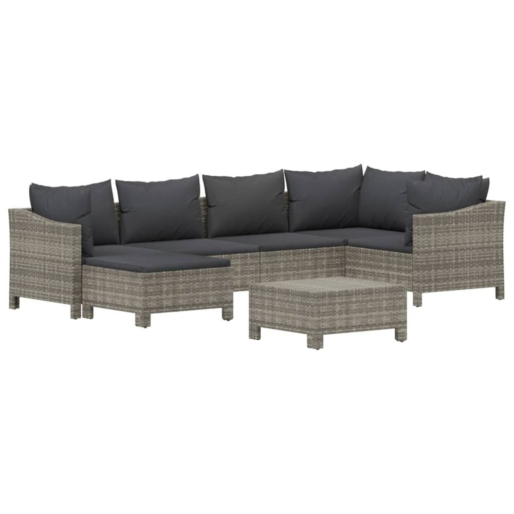 VIDAXL Salon De Jardin 7 Pcs Avec Coussins Gris Résine Tressée