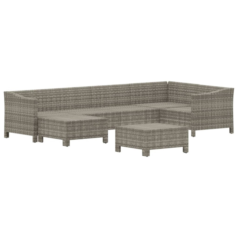 VIDAXL Salon De Jardin 7 Pcs Avec Coussins Gris Résine Tressée