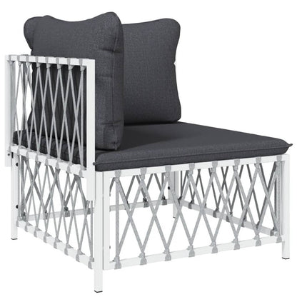 VIDAXL Salon De Jardin 7 Pcs Avec Coussins Blanc Acier