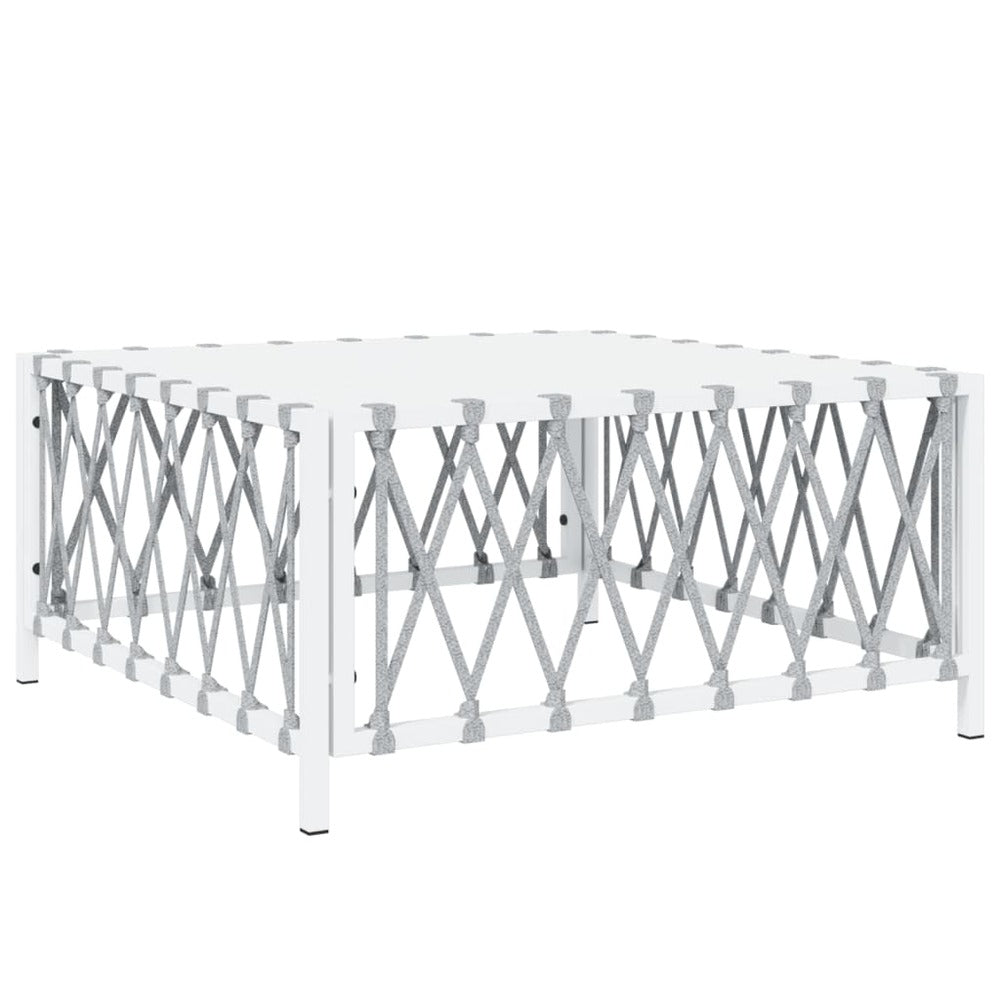 VIDAXL Salon De Jardin 7 Pcs Avec Coussins Blanc Acier