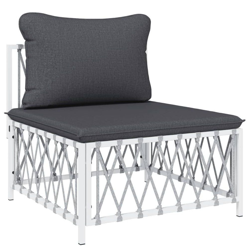 VIDAXL Salon De Jardin 4 Pcs Avec Coussins Blanc Acier