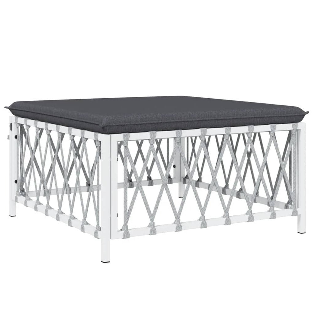 VIDAXL Salon De Jardin 4 Pcs Avec Coussins Blanc Acier