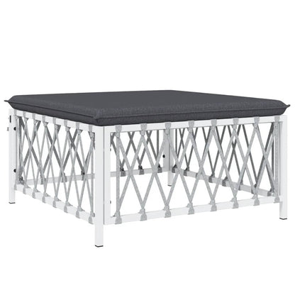VIDAXL Salon De Jardin 4 Pcs Avec Coussins Blanc Acier