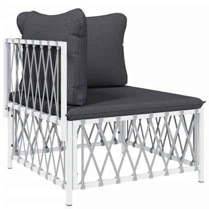 VIDAXL Salon De Jardin 4 Pcs Avec Coussins Blanc Acier