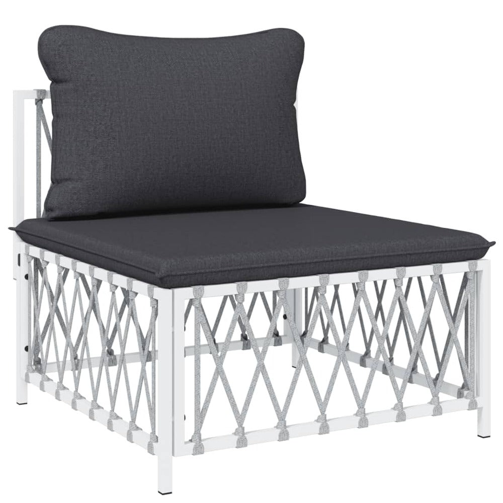 VIDAXL Salon De Jardin Avec Coussins 5 Pcs Blanc Acier