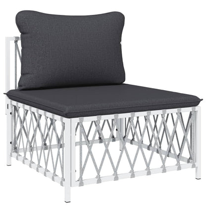 VIDAXL Salon De Jardin Avec Coussins 5 Pcs Blanc Acier