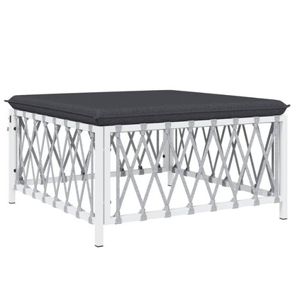 VIDAXL Salon De Jardin Avec Coussins 5 Pcs Blanc Acier