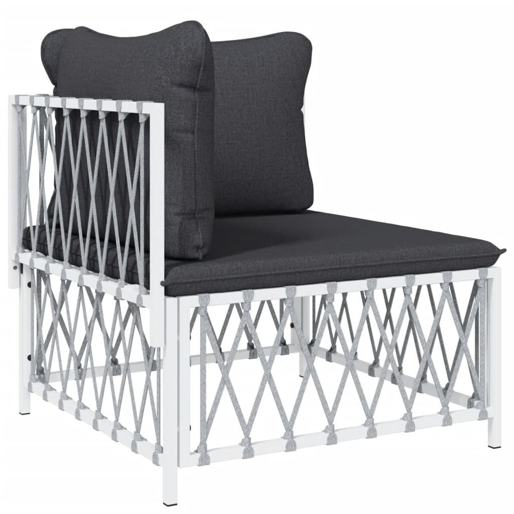 VIDAXL Salon De Jardin Avec Coussins 5 Pcs Blanc Acier
