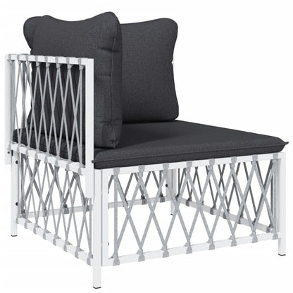 VIDAXL Salon De Jardin Avec Coussins 5 Pcs Blanc Acier