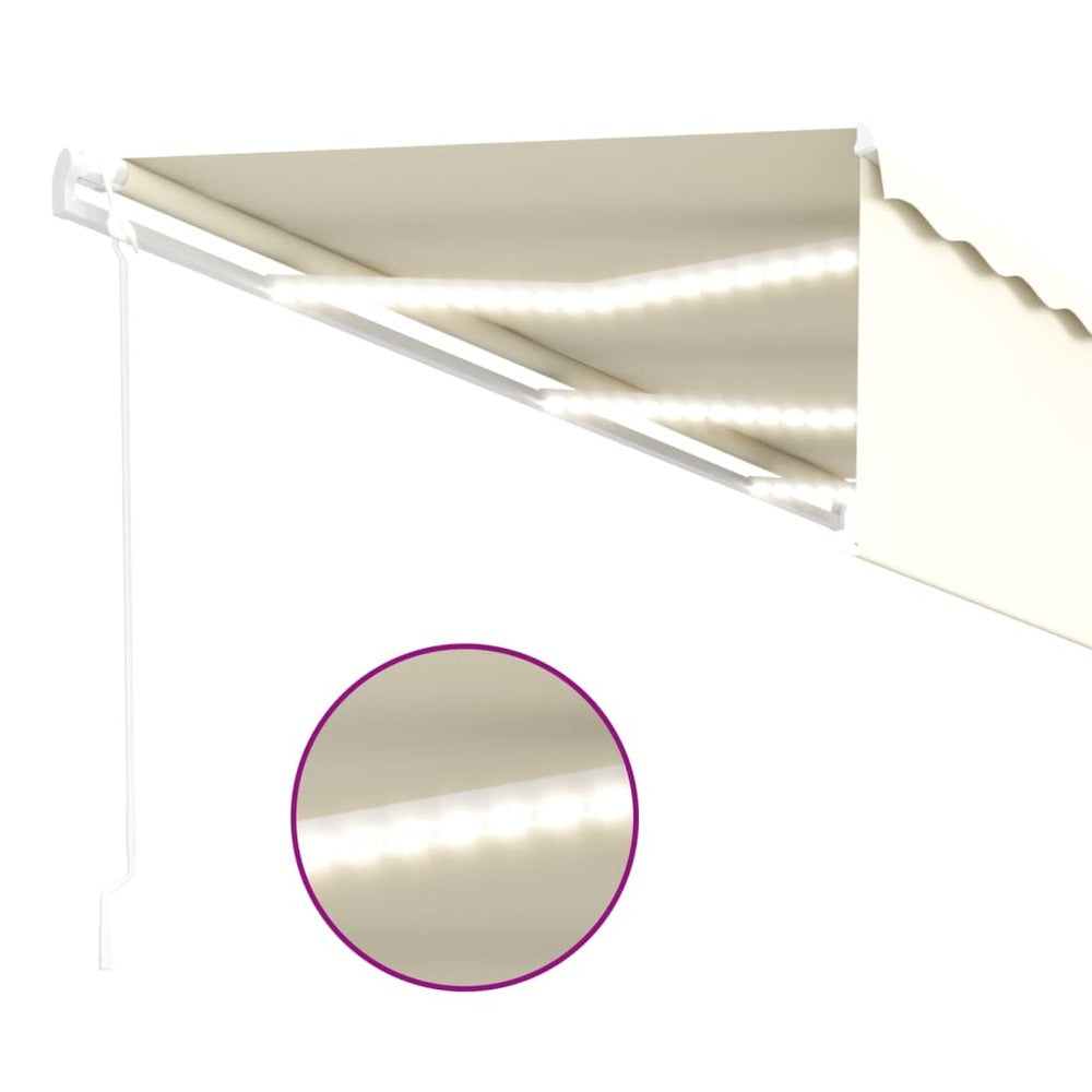 VIDAXL Auvent Automatique Store Capteur De Vent Et Led 6x3 M Crème