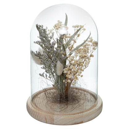  Fleurs Séchées Sous Cloche "folk" H26 Cm