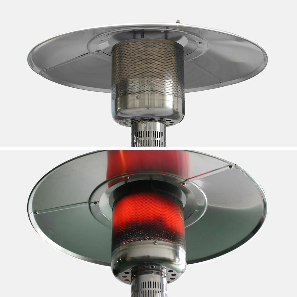  Lot De 2 Chauffages Extérieur à Gaz Noir. Parasols Chauffants De Terrasse Finland 12.5kw Avec Roulettes