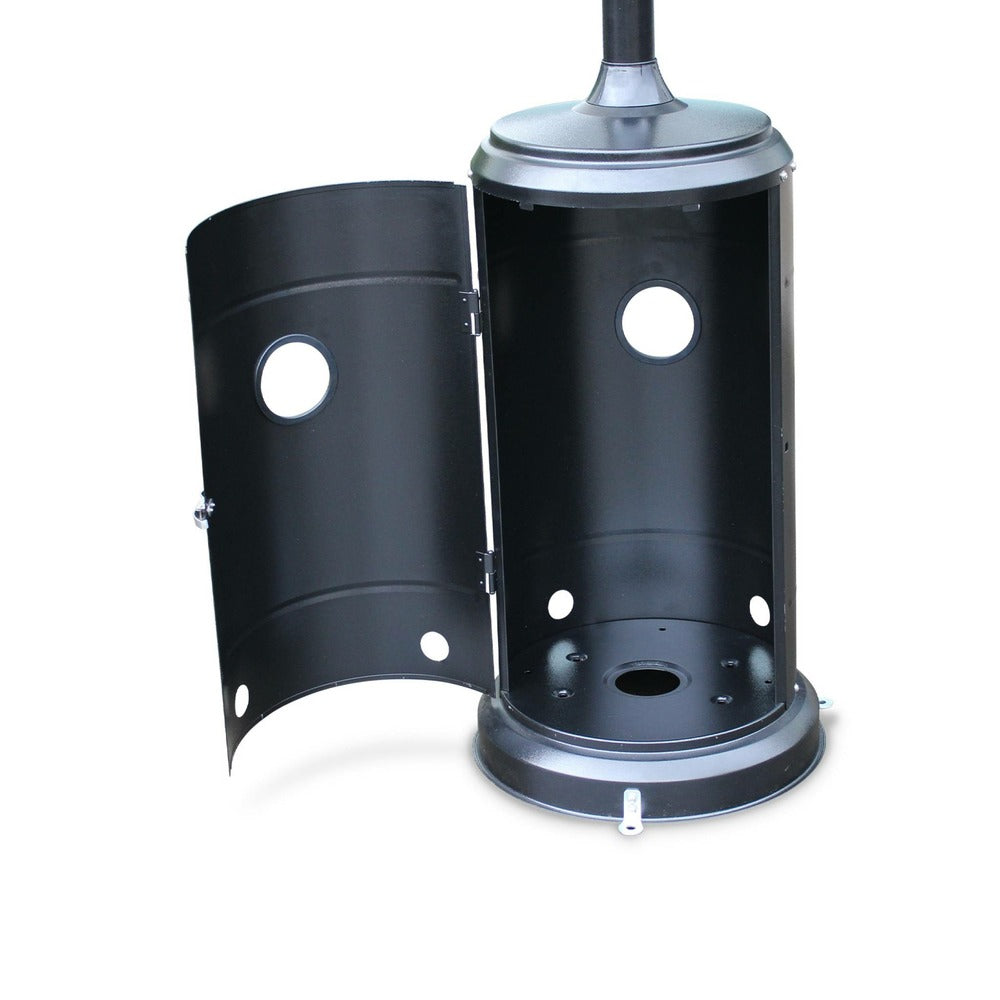  Lot De 2 Chauffages Extérieur à Gaz Noir. Parasols Chauffants De Terrasse Finland 12.5kw Avec Roulettes