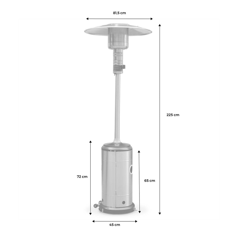  Lot De 2 Chauffages Extérieur à Gaz Noir. Parasols Chauffants De Terrasse Finland 12.5kw Avec Roulettes
