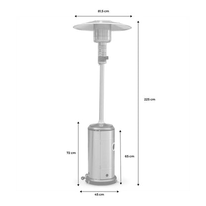  Lot De 2 Chauffages Extérieur à Gaz Noir. Parasols Chauffants De Terrasse Finland 12.5kw Avec Roulettes