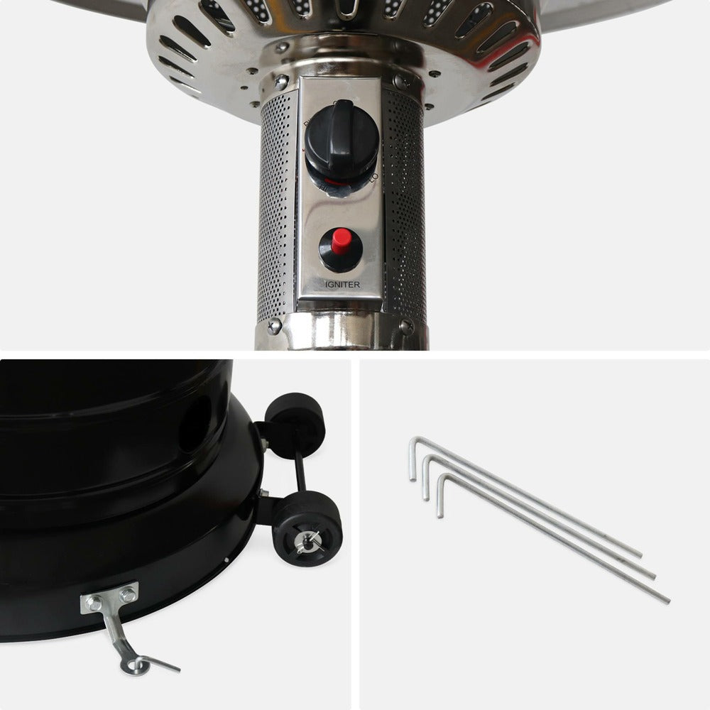  Lot De 2 Chauffages D'extérieur à Gaz 13kw - Siberia - Parasols Chauffants. Avec Roulettes Et Stabilisateur