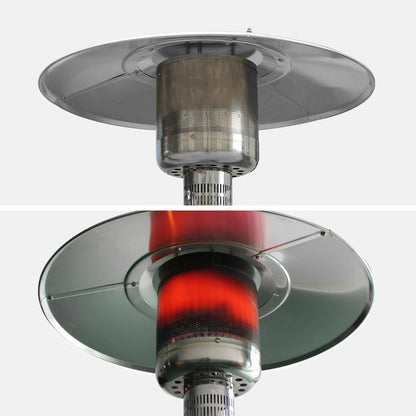  Lot De 2 Chauffages Extérieur à Gaz Gris. Parasols Chauffants De Terrasse Finland 12.5kw Avec Roulettes