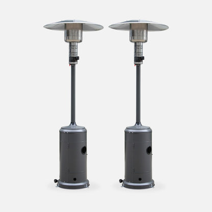  Lot De 2 Chauffages Extérieur à Gaz Gris. Parasols Chauffants De Terrasse Finland 12.5kw Avec Roulettes