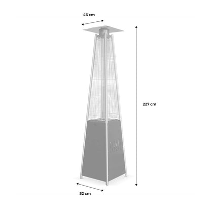  Lot De 2 Parasols Chauffants Gaz Pyramide. Gris Clair. Véritable Flamme. Roulettes Incluses