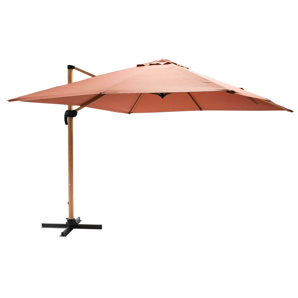 Parasol Déporté Carré 3x3m Effet Bois Argile