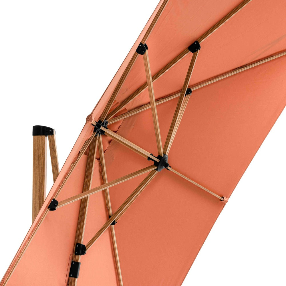  Parasol Déporté Carré 3x3m Effet Bois Argile