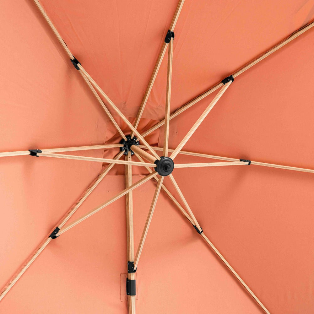  Parasol Déporté Carré 3x3m Effet Bois Argile