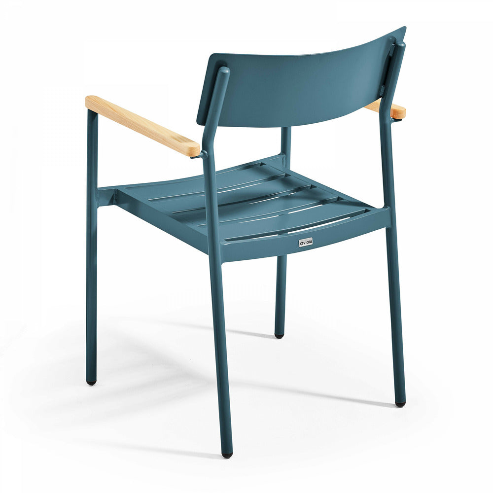  Fauteuil De Jardin En Aluminium Et Bois Bleu Canard