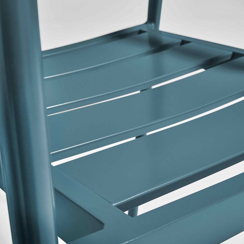  Fauteuil De Jardin En Aluminium Et Bois Bleu Canard