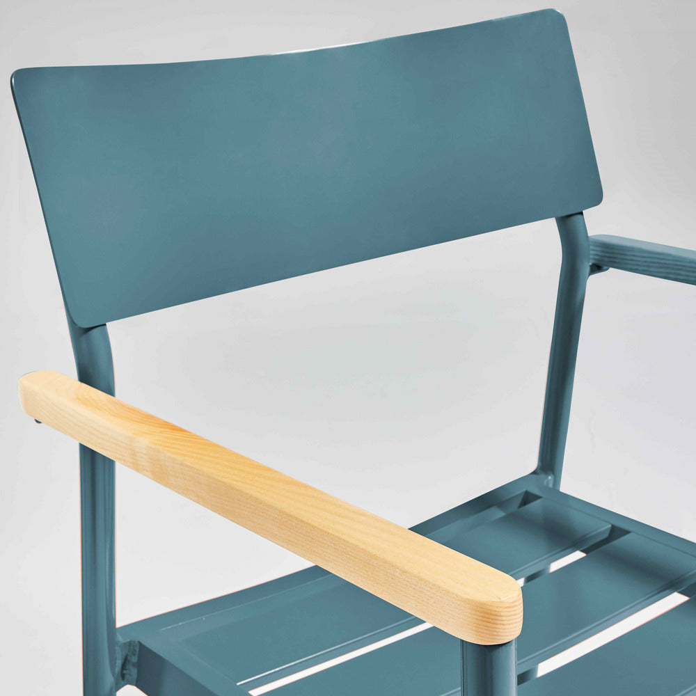  Fauteuil De Jardin En Aluminium Et Bois Bleu Canard
