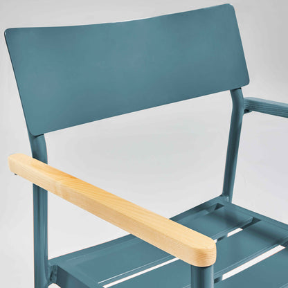  Fauteuil De Jardin En Aluminium Et Bois Bleu Canard