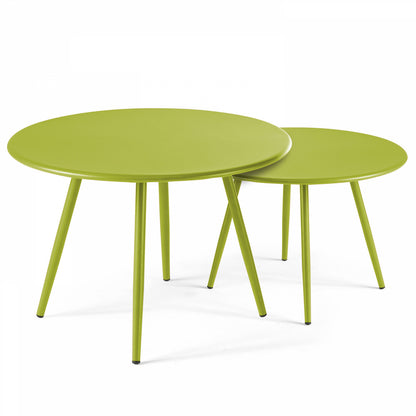  Lot De 2 Tables Basses Ronde En Acier Vert