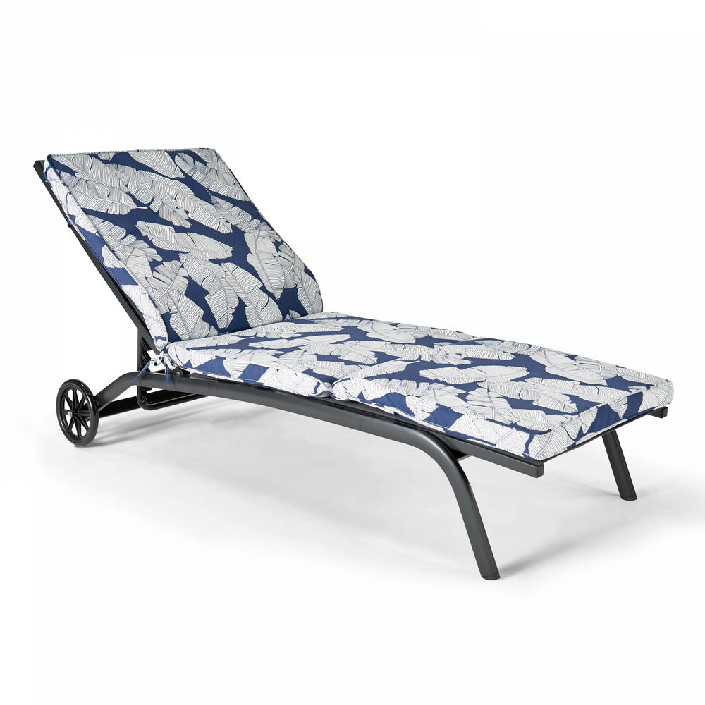  Lot De 2 Coussins Bain De Soleil Polyester Bleu 186x60x5 Cm