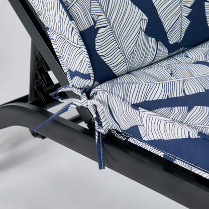  Lot De 2 Coussins Bain De Soleil Polyester Bleu 186x60x5 Cm