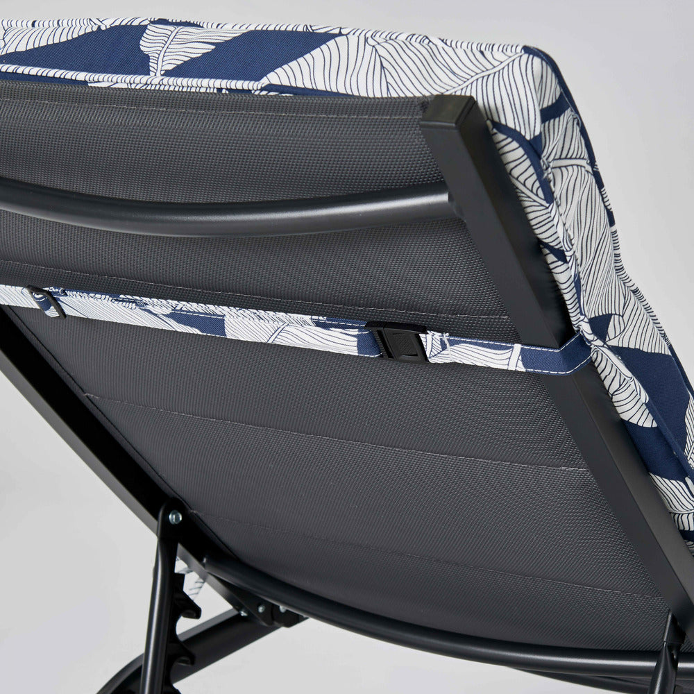  Lot De 2 Coussins Bain De Soleil Polyester Bleu 186x60x5 Cm