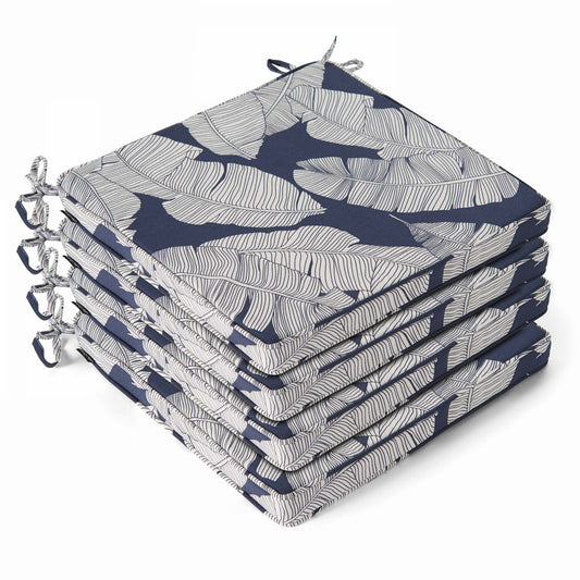  Lot De 4 Galettes De Chaise Polyester Abaca Bleu 40x40x3 Cm