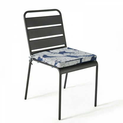  Lot De 4 Galettes De Chaise Polyester Abaca Bleu 40x40x3 Cm