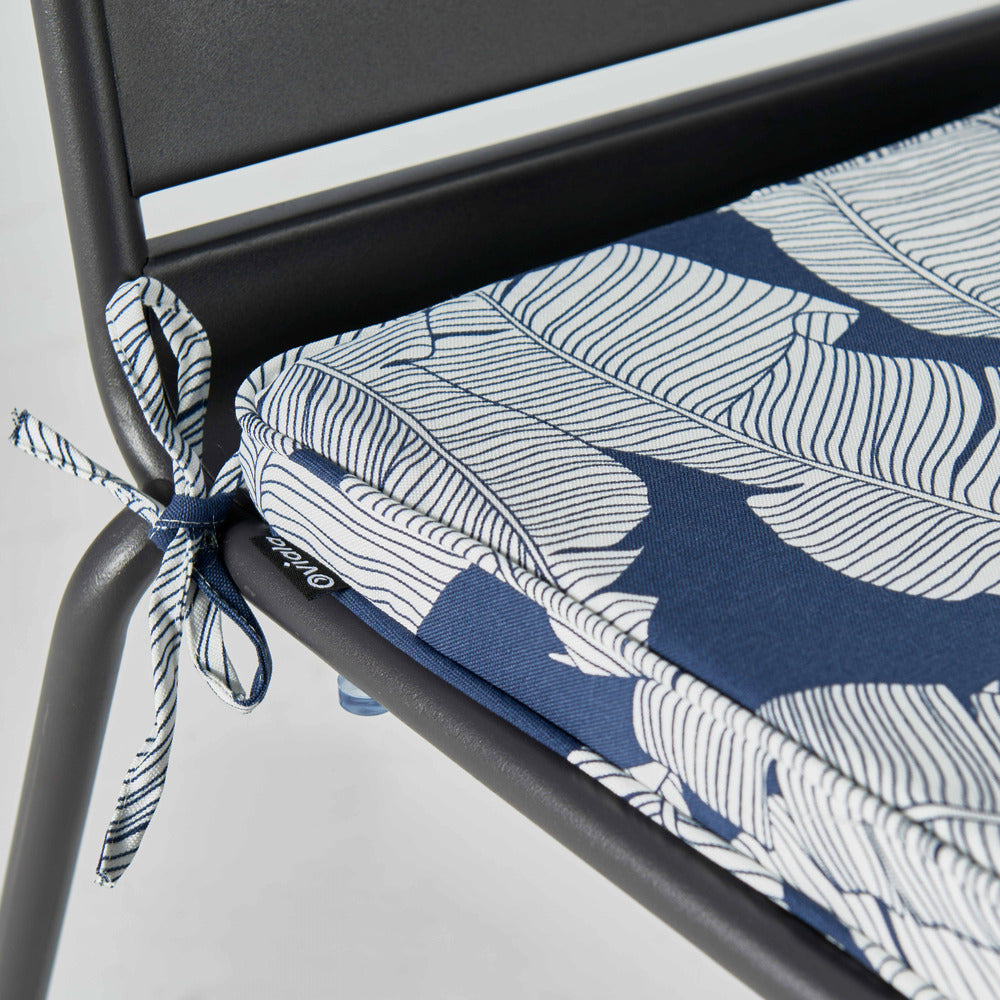  Lot De 4 Galettes De Chaise Polyester Abaca Bleu 40x40x3 Cm