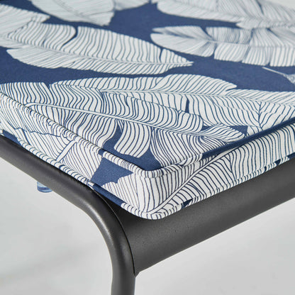  Lot De 4 Galettes De Chaise Polyester Abaca Bleu 40x40x3 Cm