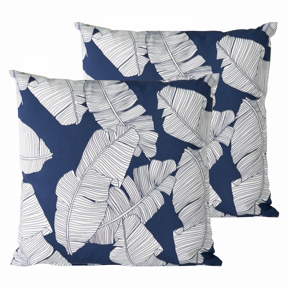  Lot De 2 Coussins Carrés Polyester Abaca Bleu 45x45x8 Cm