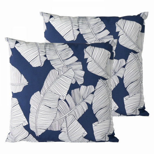  Lot De 2 Coussins Carrés Polyester Abaca Bleu 45x45x8 Cm