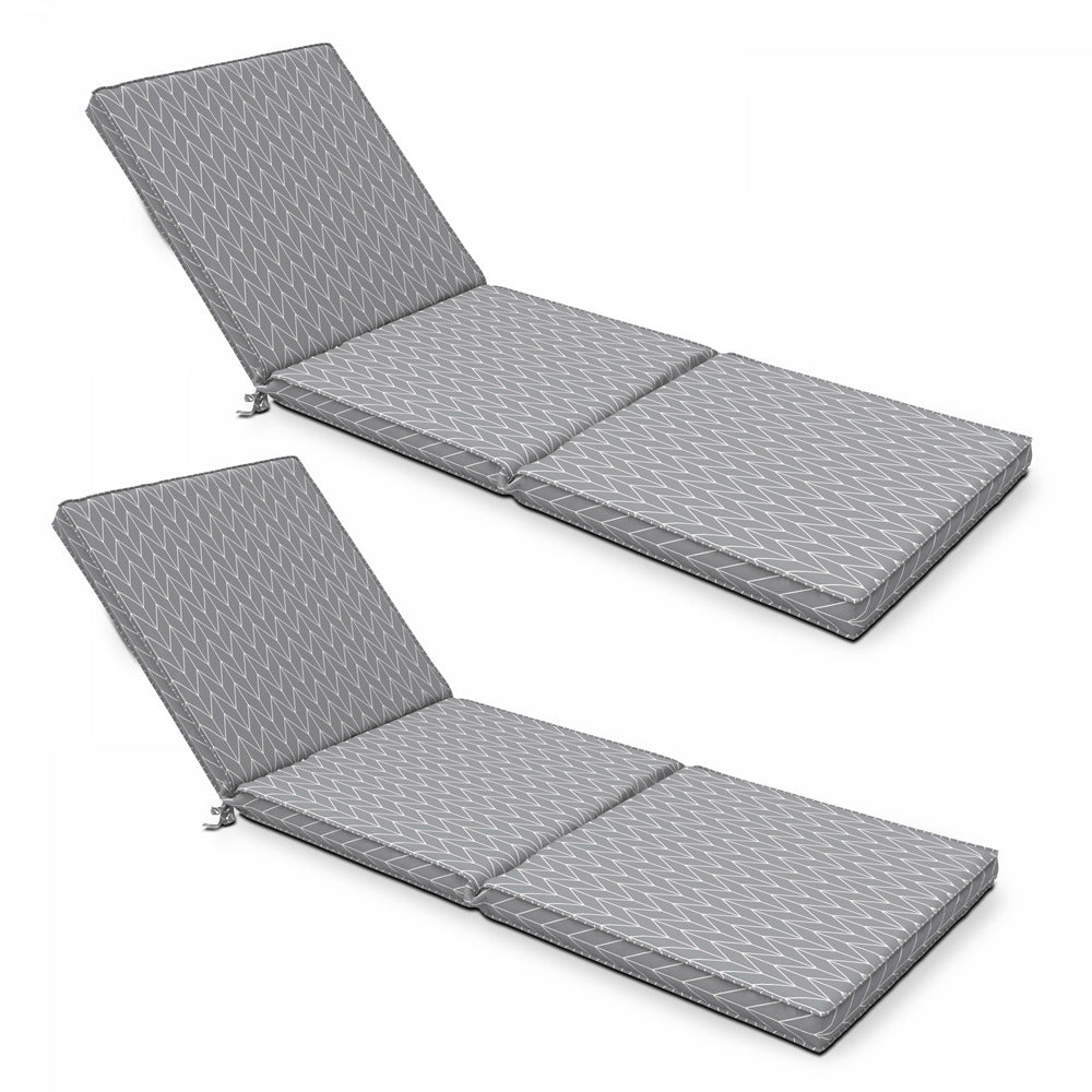  Lot De 2 Coussins Bain De Soleil Polyester Gris 186x60x5 Cm