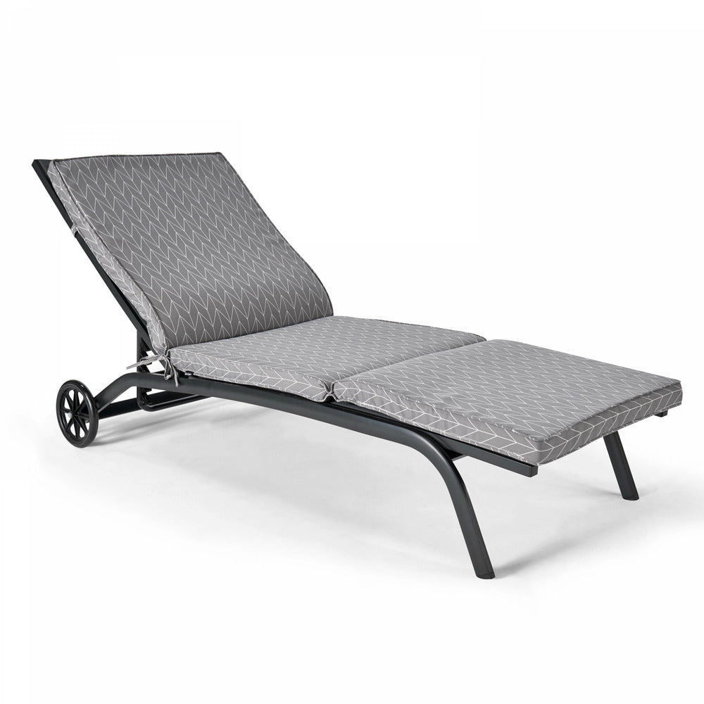 Lot De 2 Coussins Bain De Soleil Polyester Gris 186x60x5 Cm